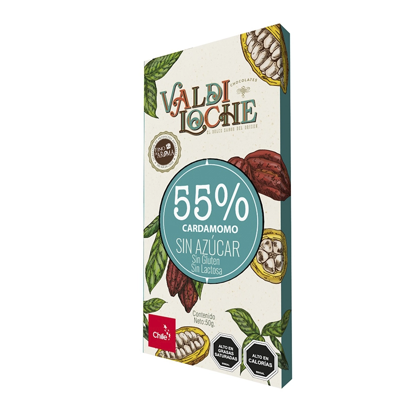Barra 55% cacao sin azúcar con cardamomo