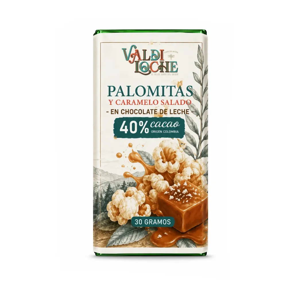 Barra Palomitas & Caramelo Salado 40% cacao