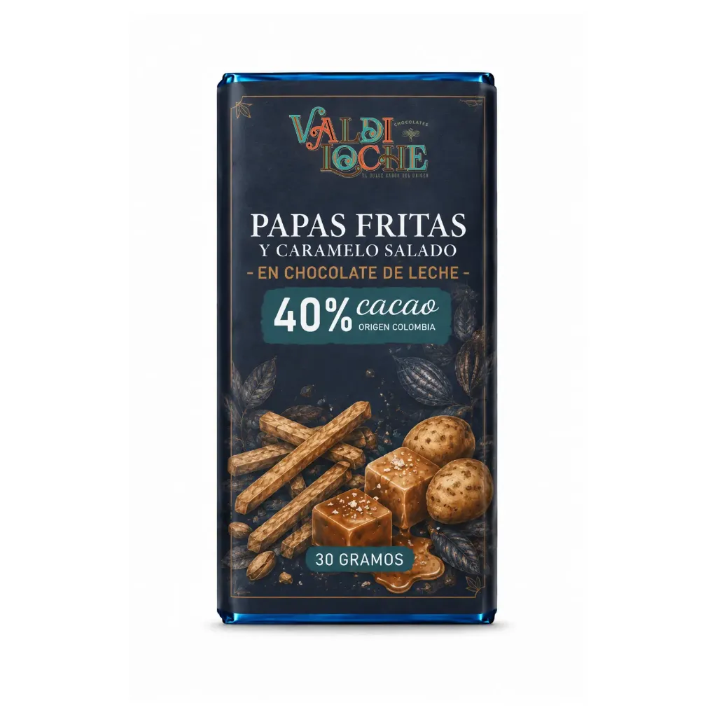 Barra Papas Fritas & Caramelo Salado 40% cacao